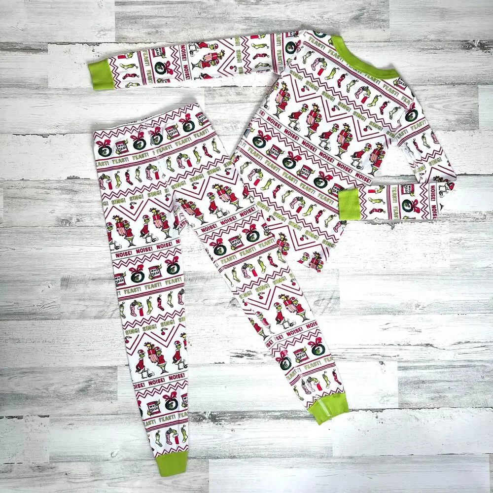 Hanna Andersson Pajama Set Size 8 Organic Cotton Grinch Christmas Unisex PJs